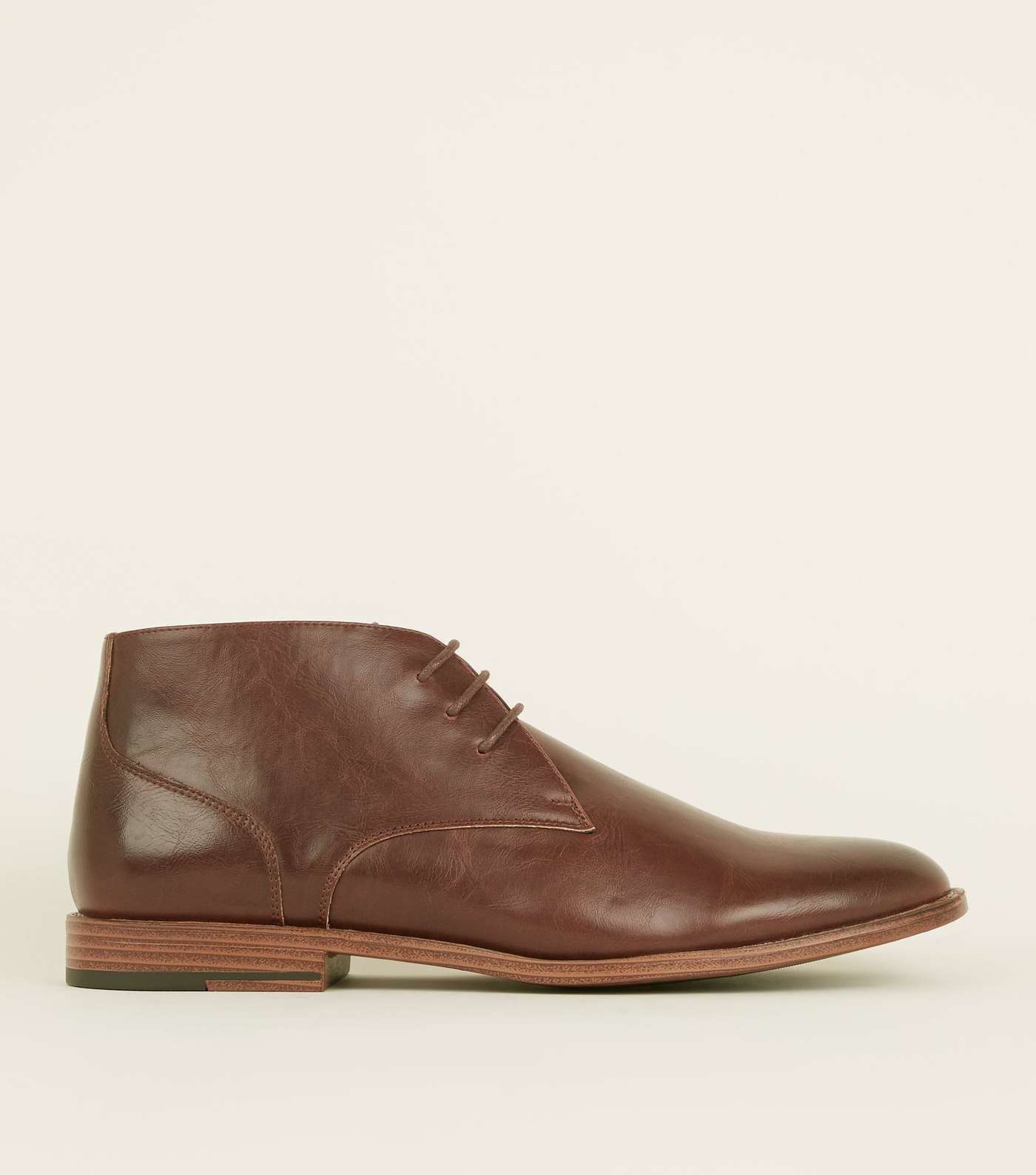 Dark Brown Leather-Look Chukka Boots Image 2
