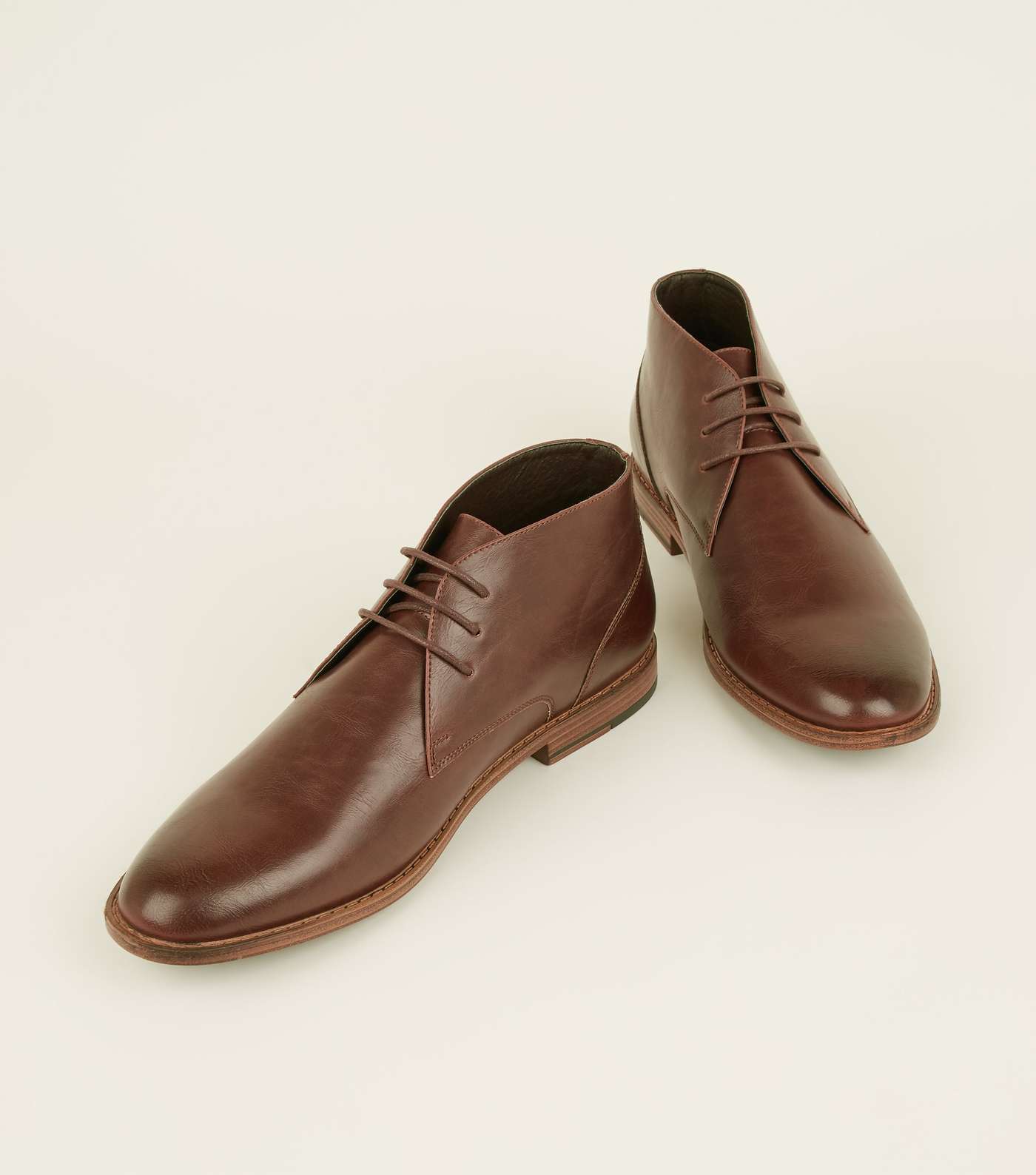 Dark Brown Leather-Look Chukka Boots Image 4