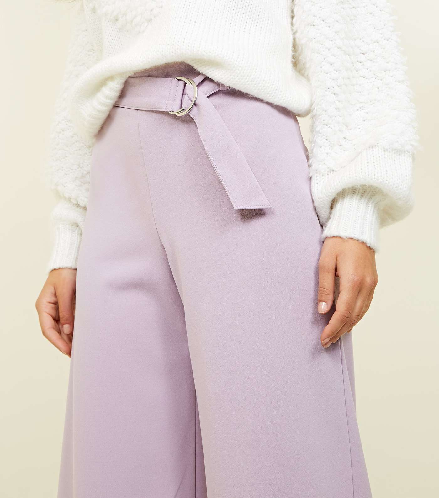 Lilac D-Ring Belt Cropped Trousers Image 5