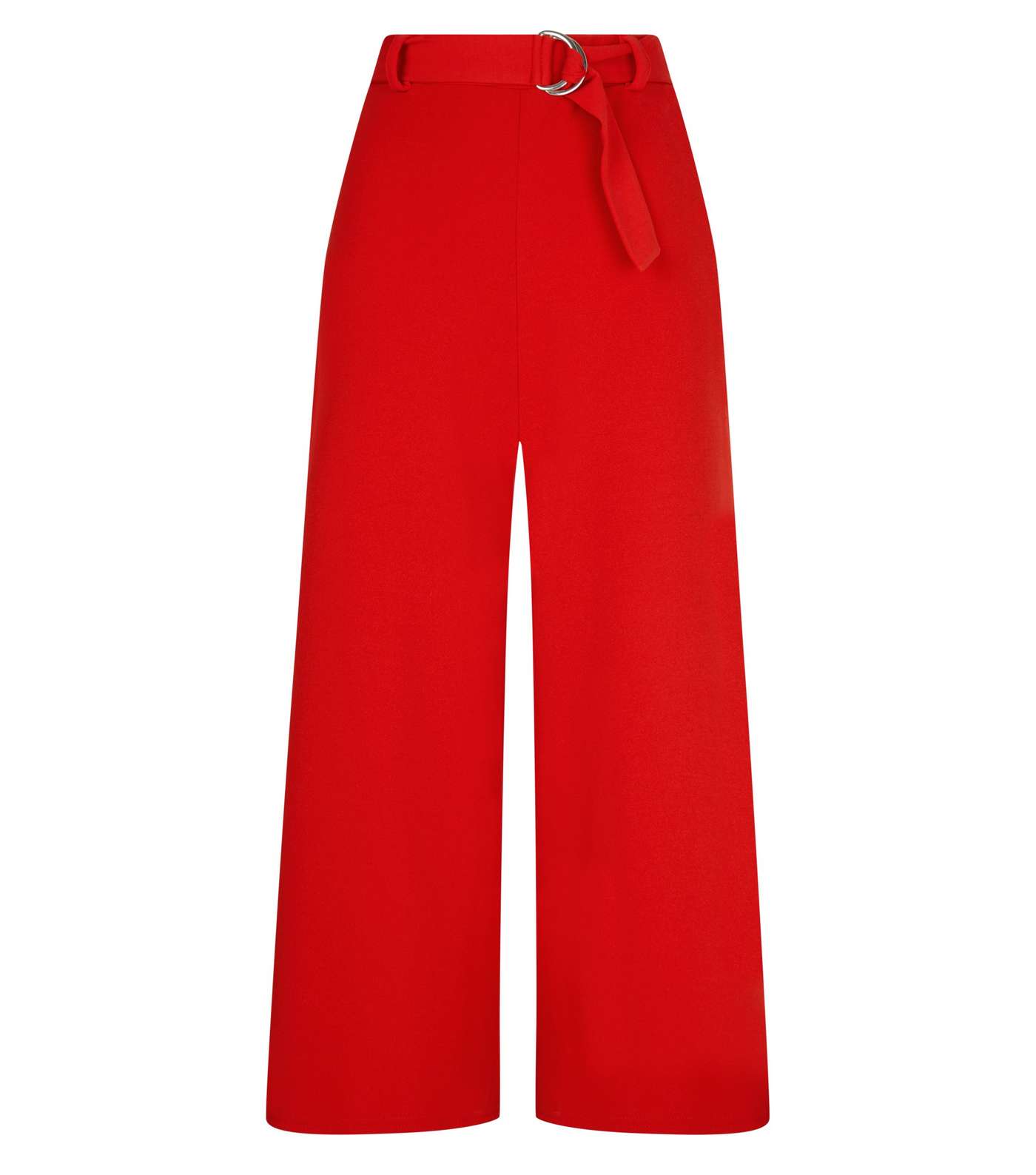 Red D-Ring Belt Cropped Trousers Image 4