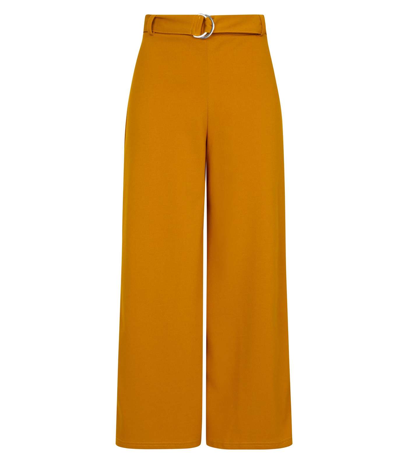 Mustard D-Ring Belt Cropped Trousers Image 4