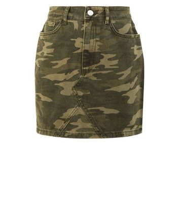army print denim skirt