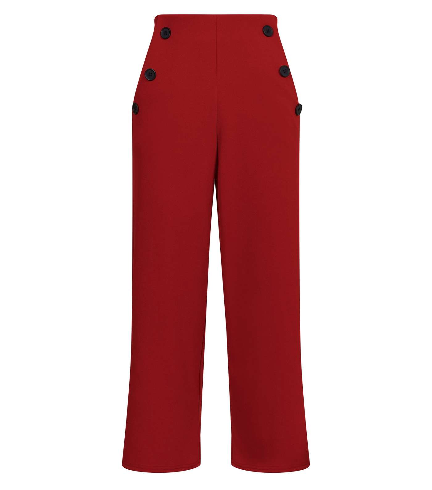 Red Scuba Button Side Cropped Trousers Image 4