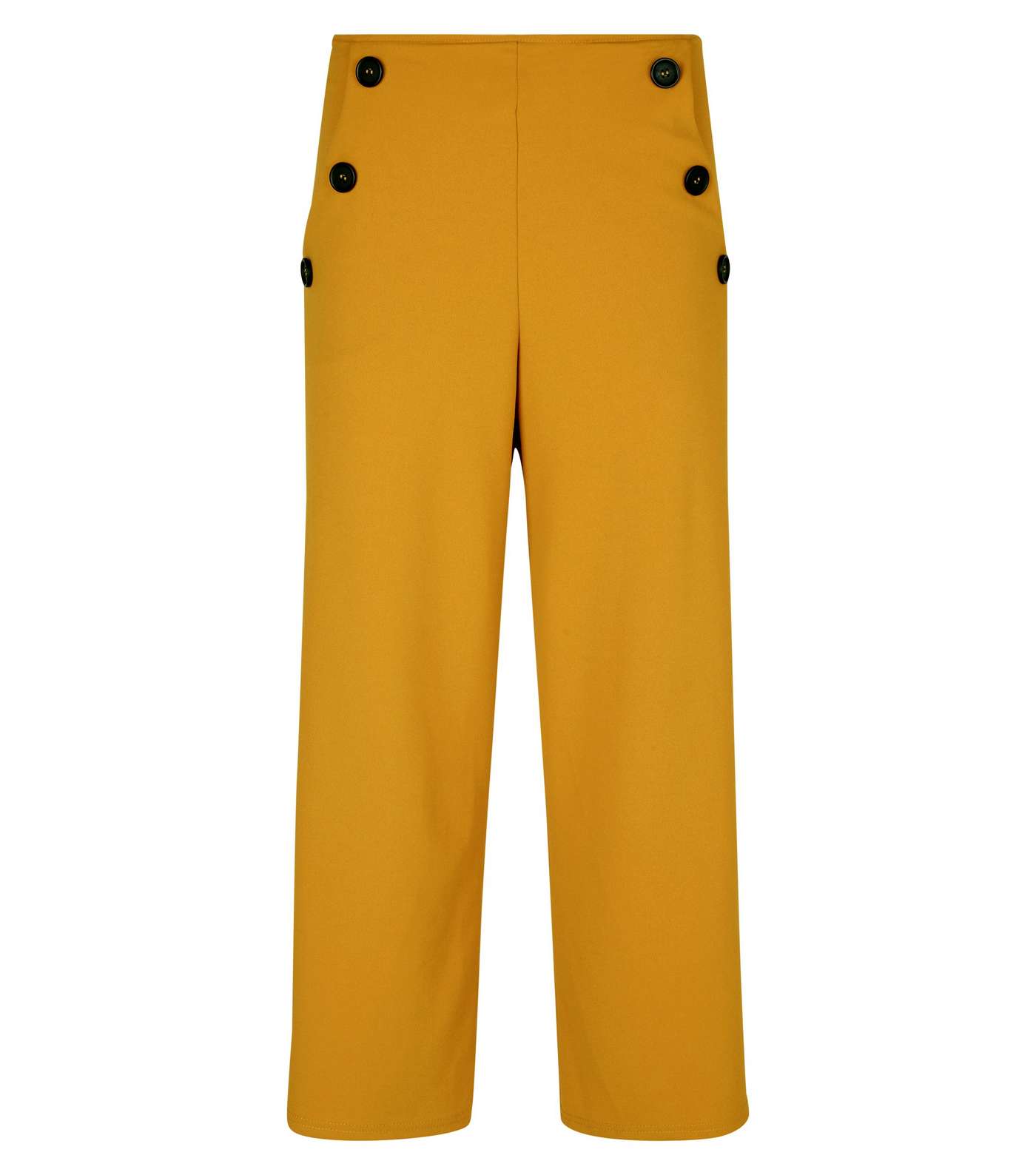 Yellow Scuba Button Side Cropped Trousers Image 4