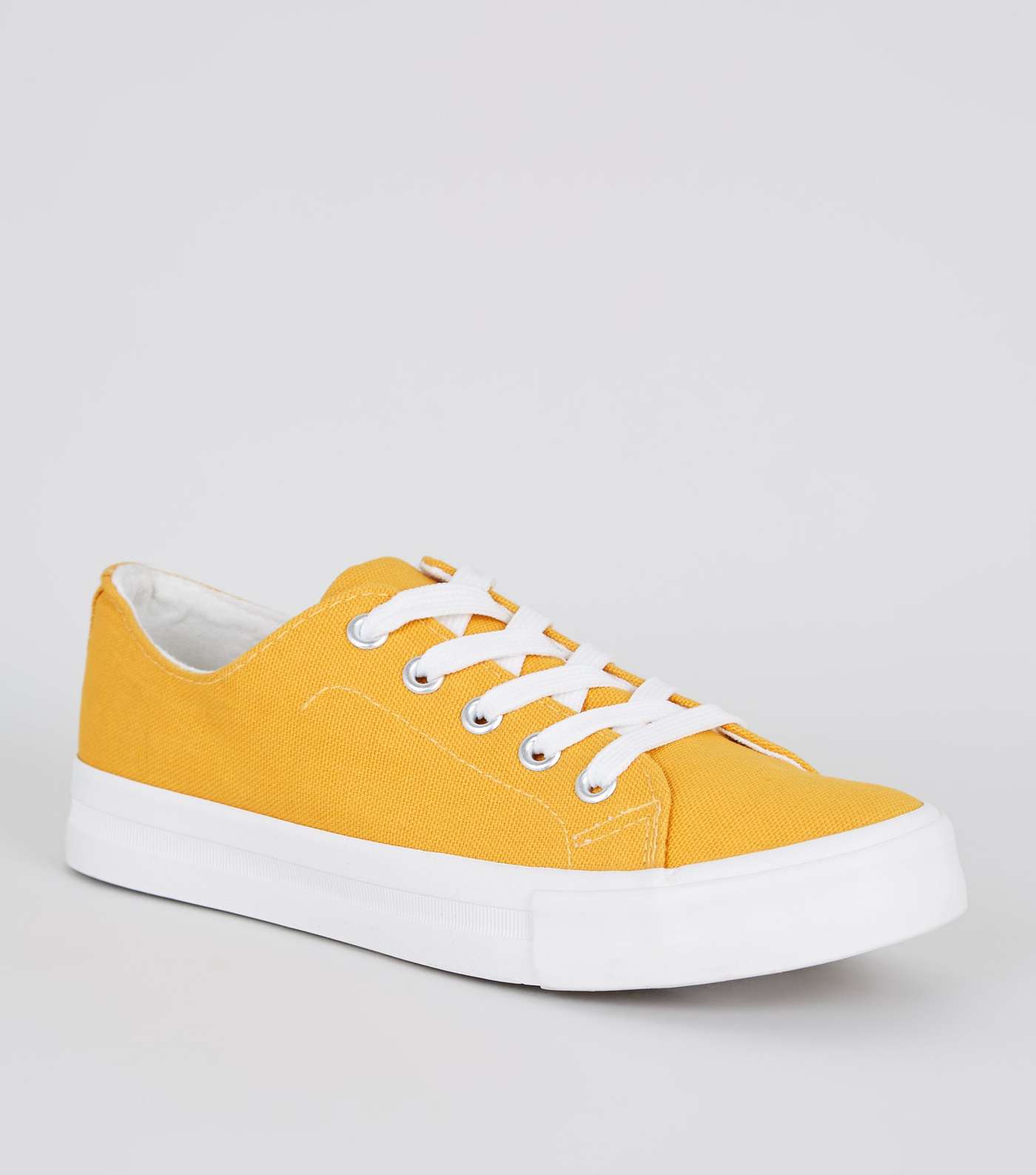 Girls Yellow Canvas Chunky Lace Up Trainers