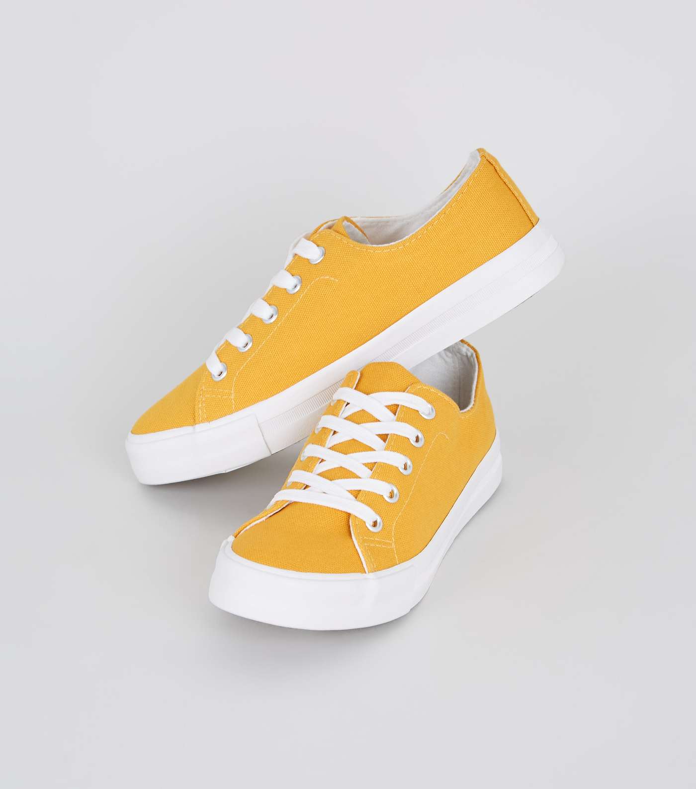 Girls Yellow Canvas Chunky Lace Up Trainers Image 3