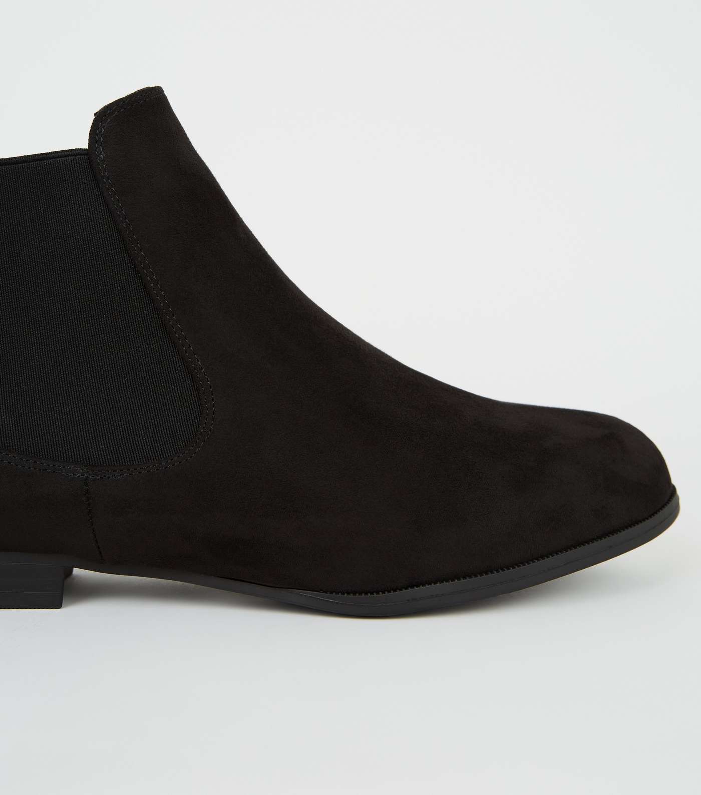 Black Suedette Flat Chelsea Boots Image 4
