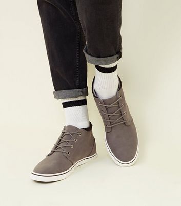 Grey Mid-Top Trainers | New Look