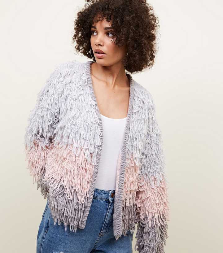 Pastel Colour Block Loop Knit Cardigan
