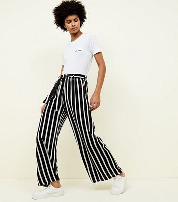 new look black and white striped trousers