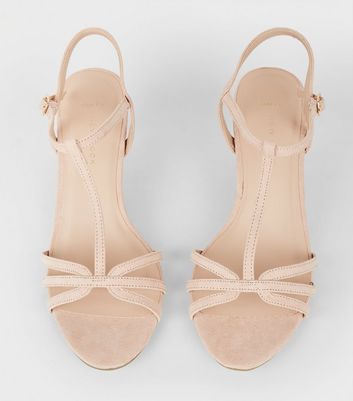 wide fit nude heeled sandals