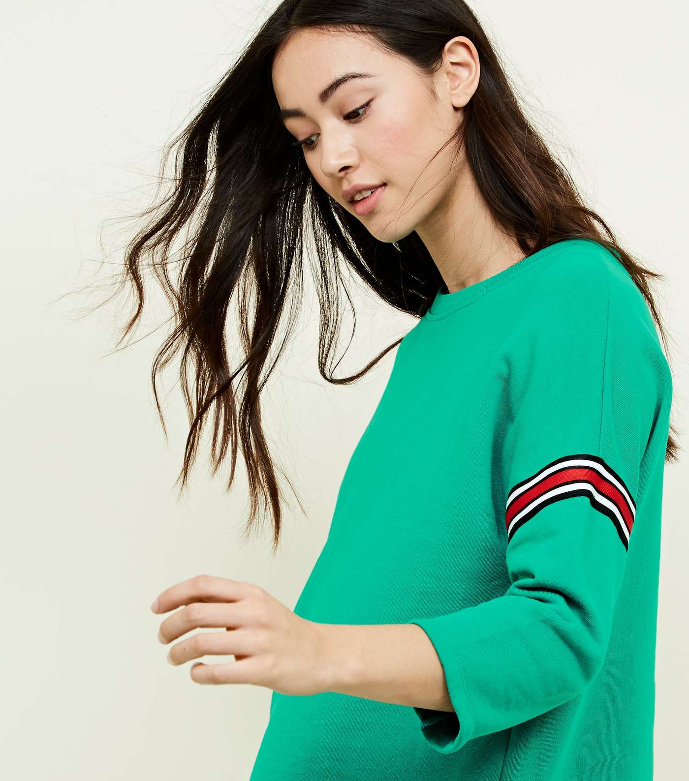 Cameo Rose Green Stripe Tape Sleeve Sweatshirt   Image 5