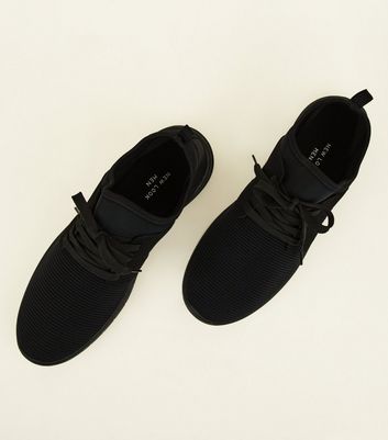 Black Ribbed Sports Trainers | New Look