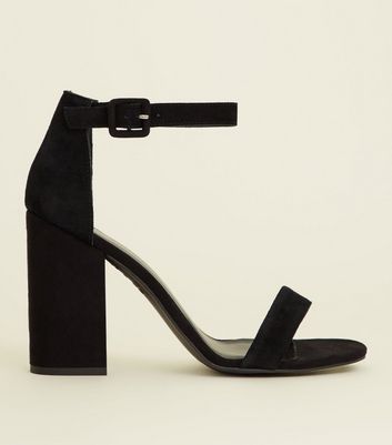 black suede block heels