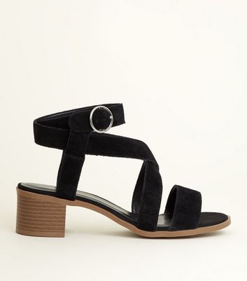 black suede block heel sandal