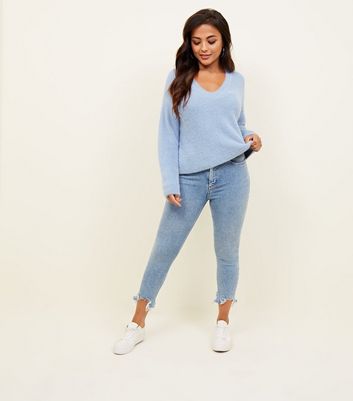 pale blue fluffy jumper