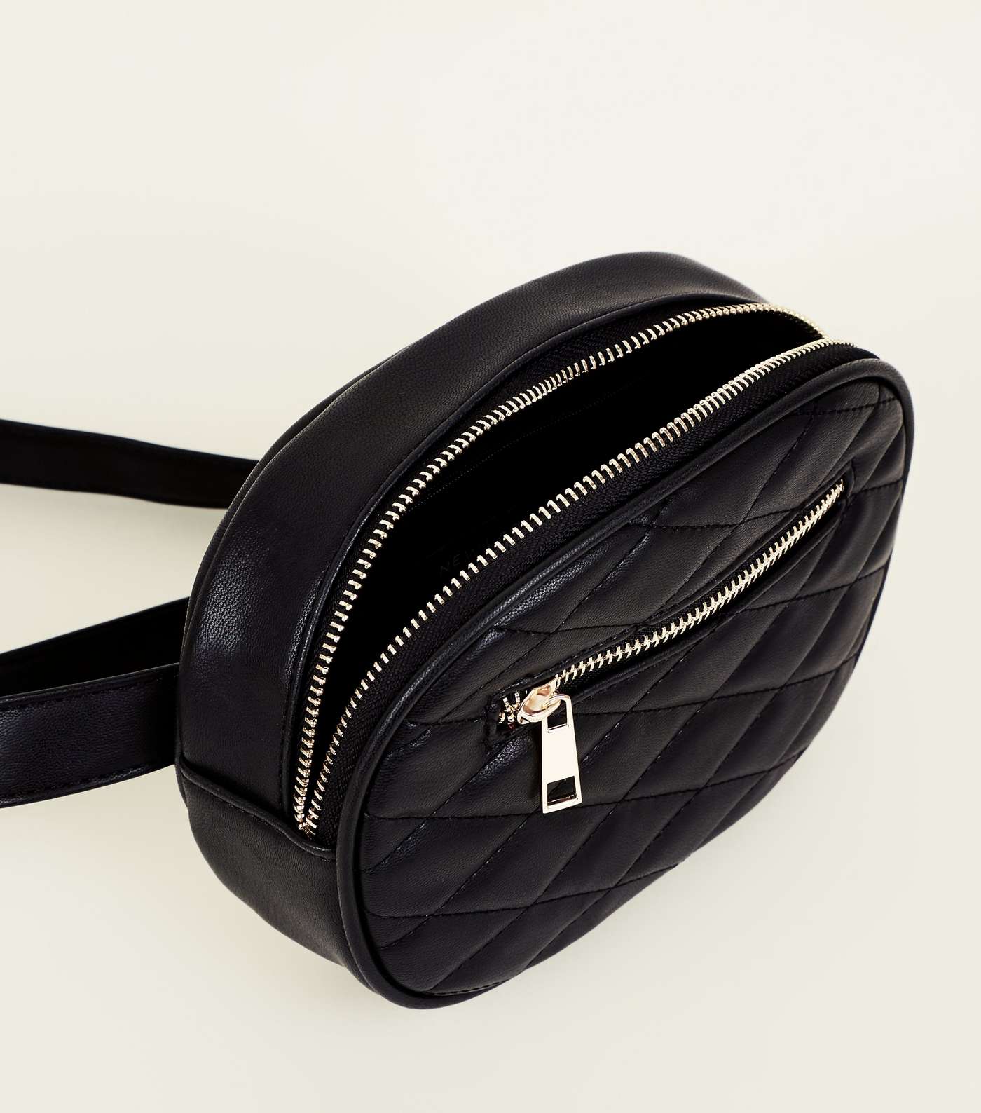 Black Quilted Round Belt Bag Image 4
