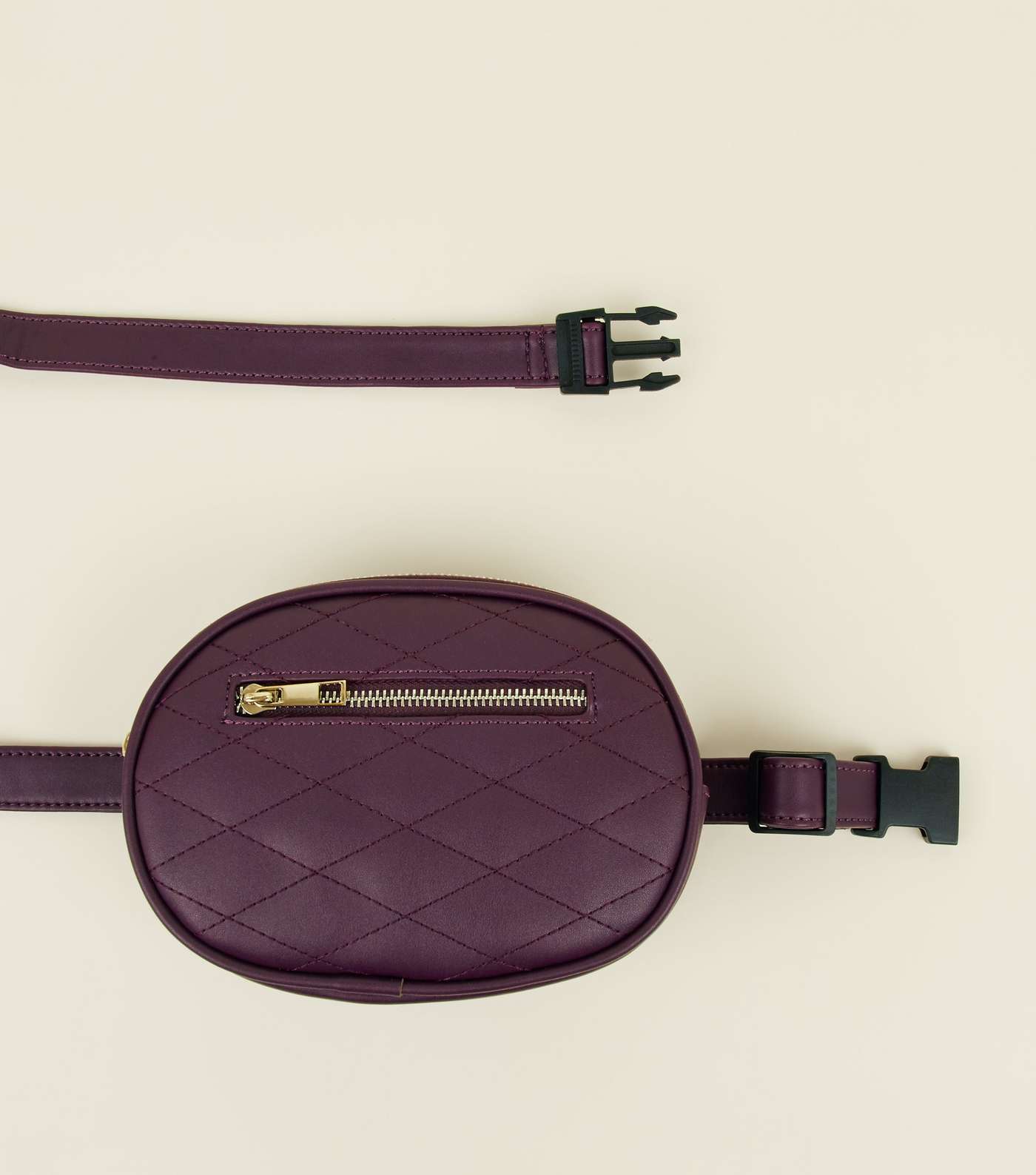 Purple Quilted Round Belt Bag Image 4