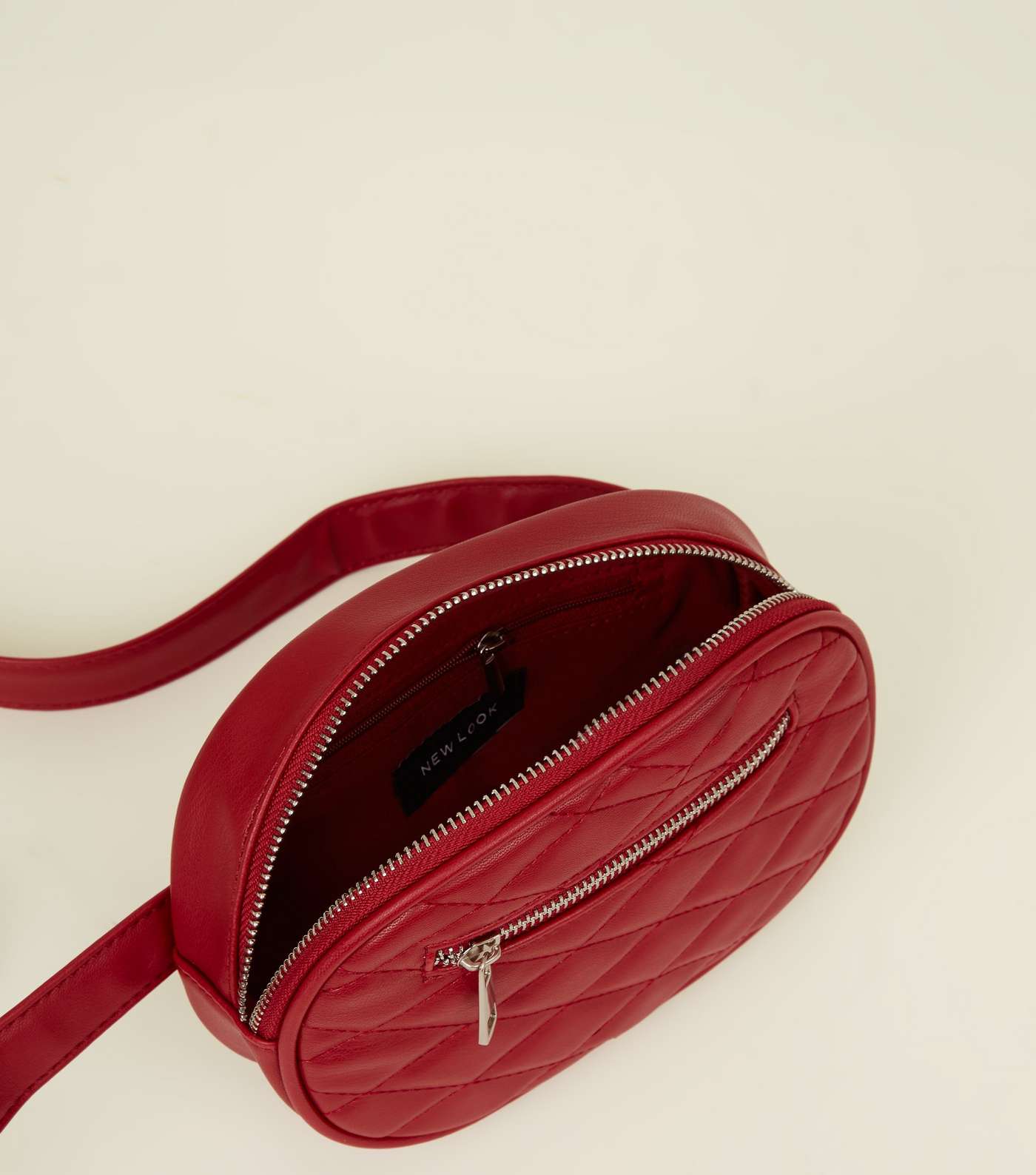 Red Quilted Round Belt Bag Image 5