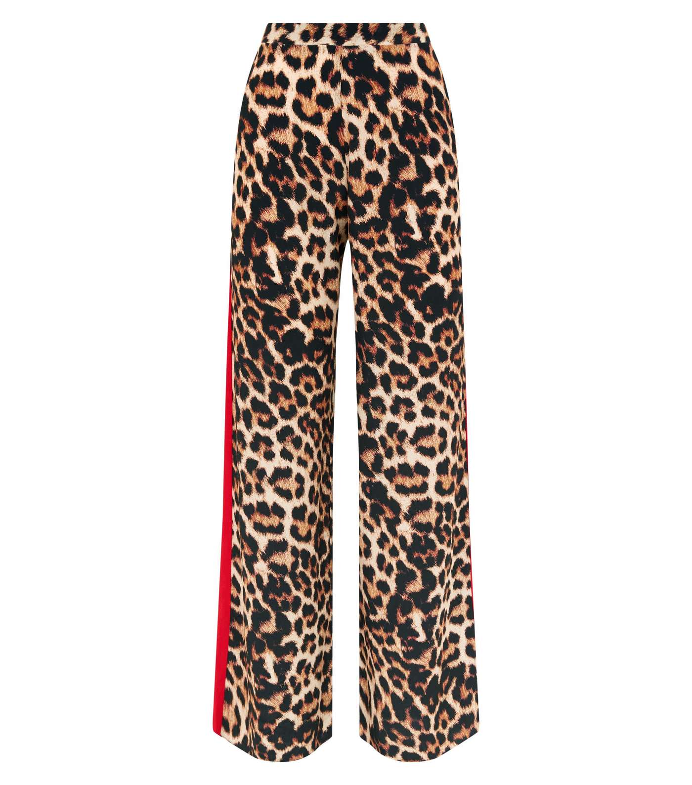 Brown Leopard Print Side Stripe Wide Leg Trousers Image 4