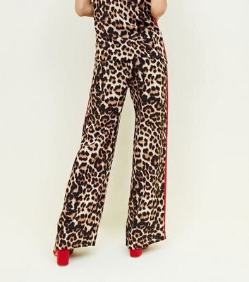 leopard print stripe trousers