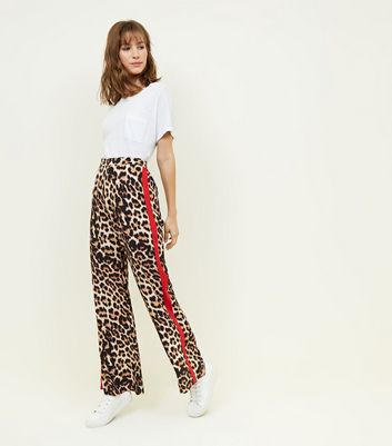 leopard print stripe trousers