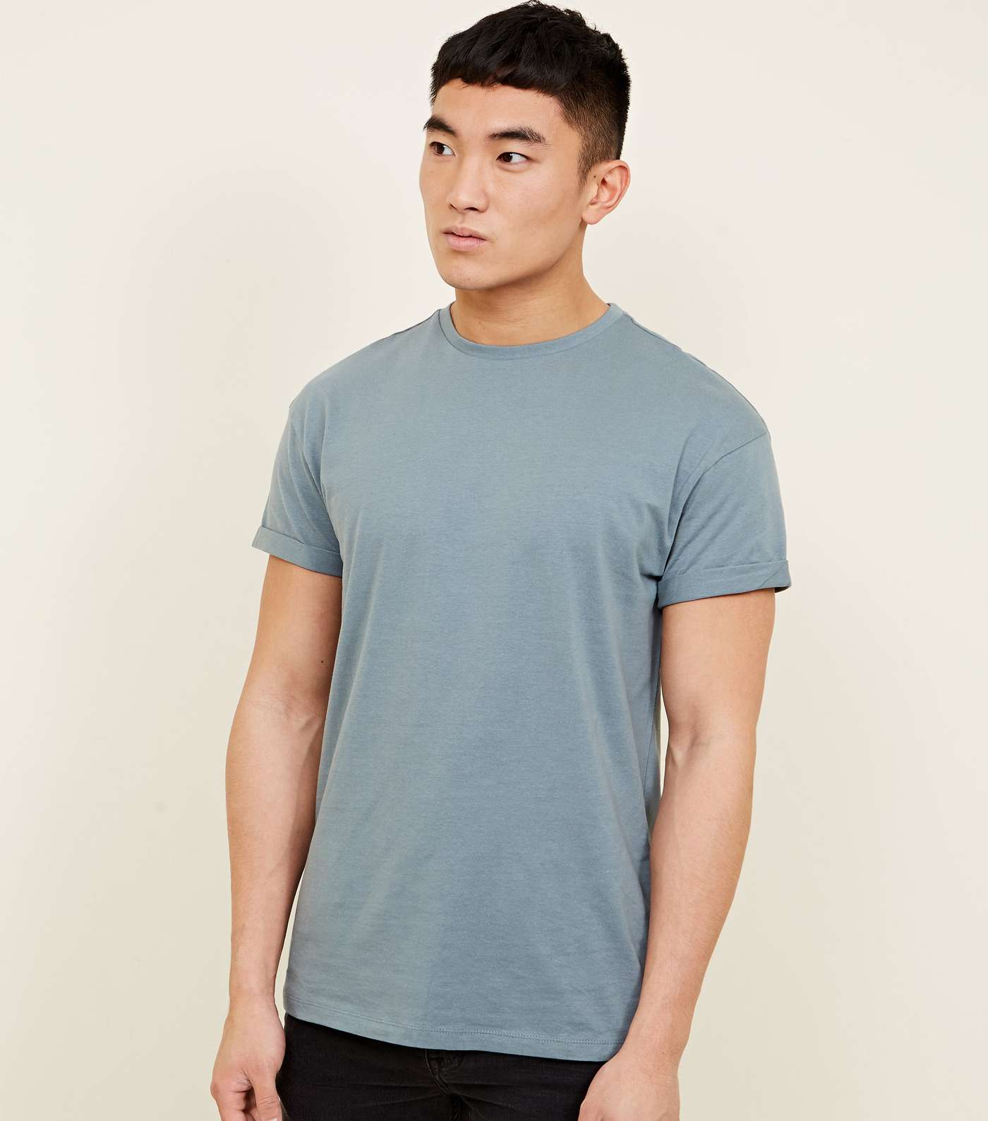 Blue Rolled Sleeve T-Shirt