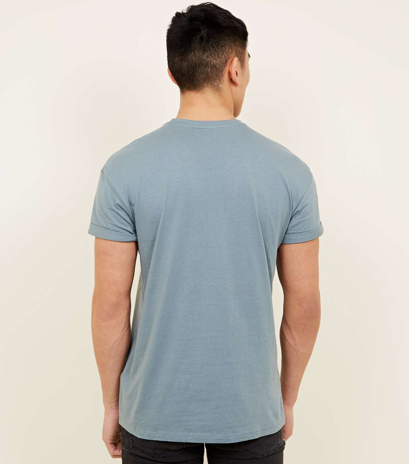 Blue Rolled Sleeve T-Shirt Image 3