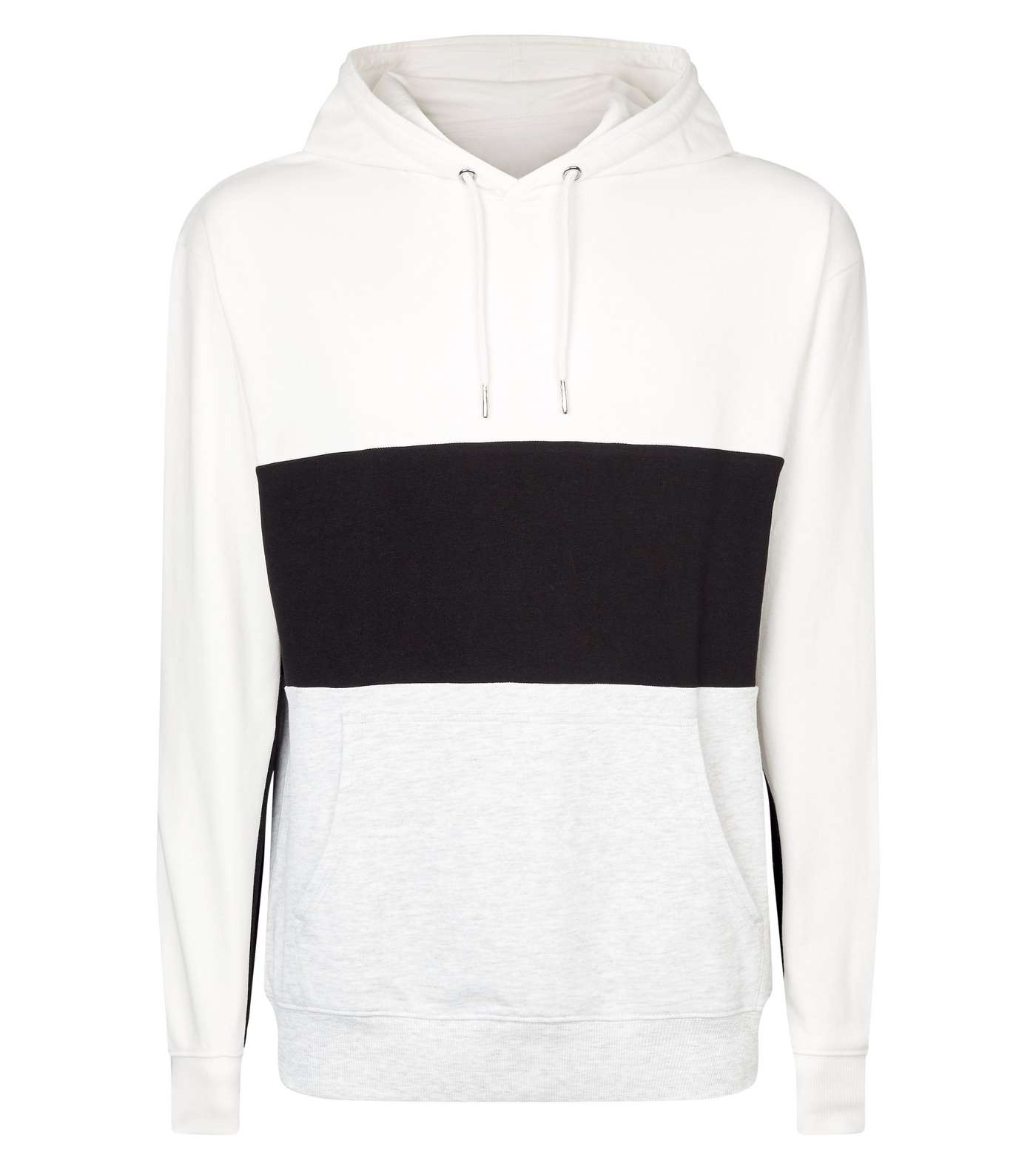 Off White Colour Block Hoodie Image 4