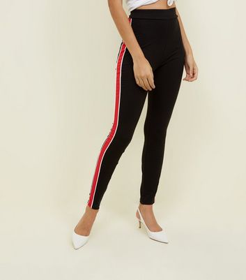 leggings with red side stripe