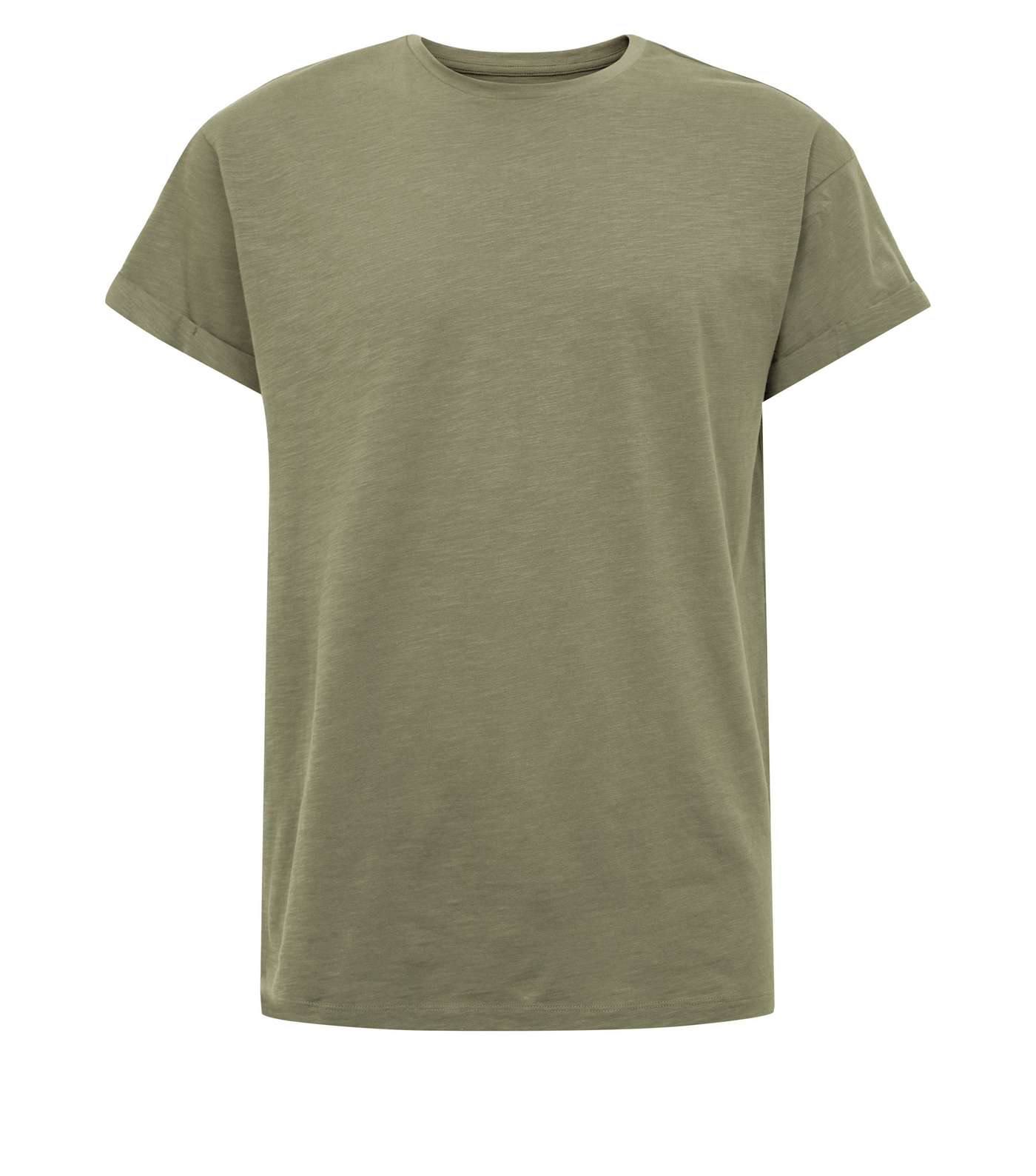 Khaki Slub Roll Sleeve T-Shirt Image 4