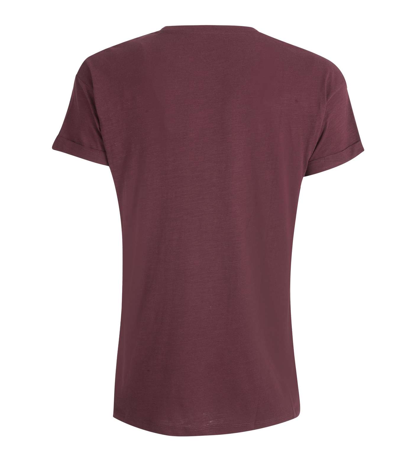 Burgundy Slub Roll Sleeve T-Shirt Image 2