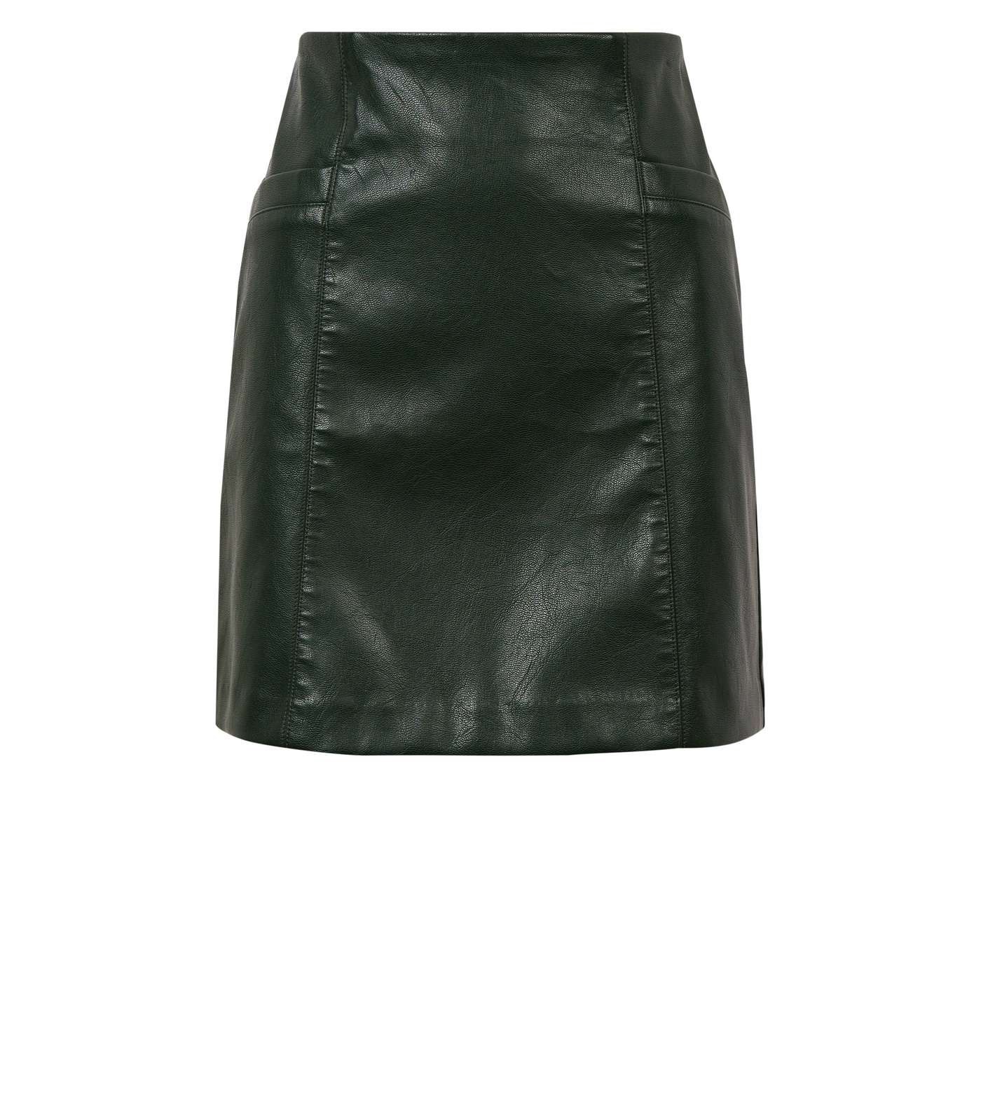 Dark Green Leather-Look Mini Skirt  Image 4