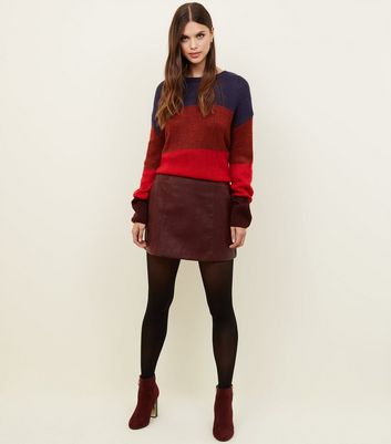 new look red leather skirt