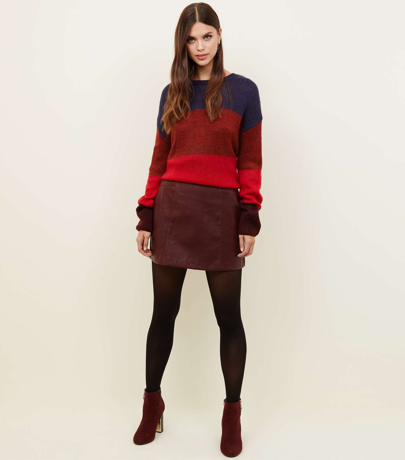 Burgundy Leather-Look Mini Skirt  Image 2
