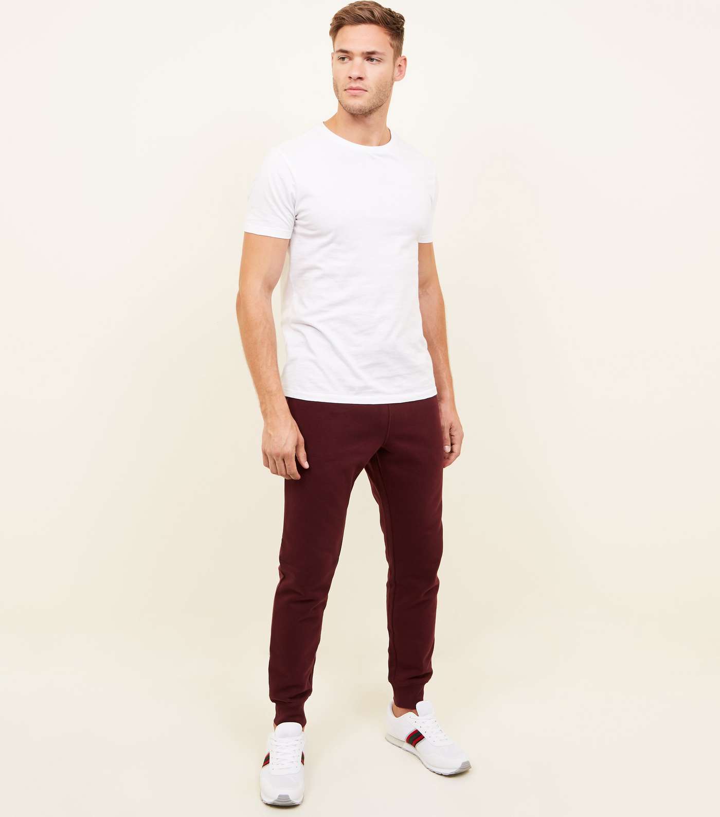 Burgundy Ribbed Cuff Joggers Image 2