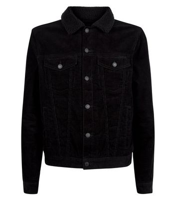 New look corduroy jacket with borg on sale lining in black