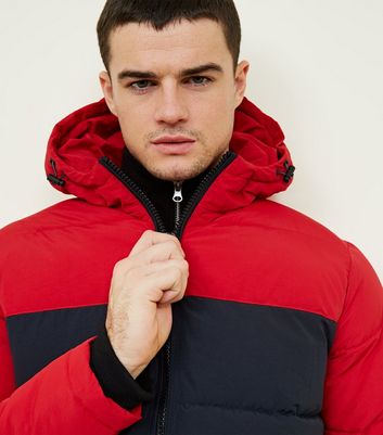 Men's Red and Navy Colour Block Puffer Jacket New Look shop for Men's Red and Navy Colour Block Puffer Jacket New Look at Shopo