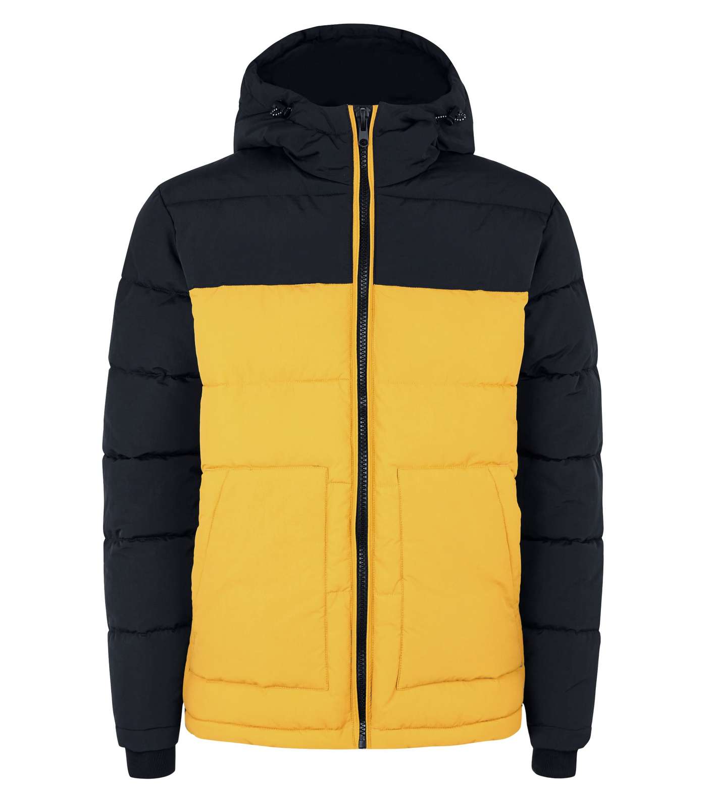 Yellow and Navy Colour Block Puffer Jacket Image 4