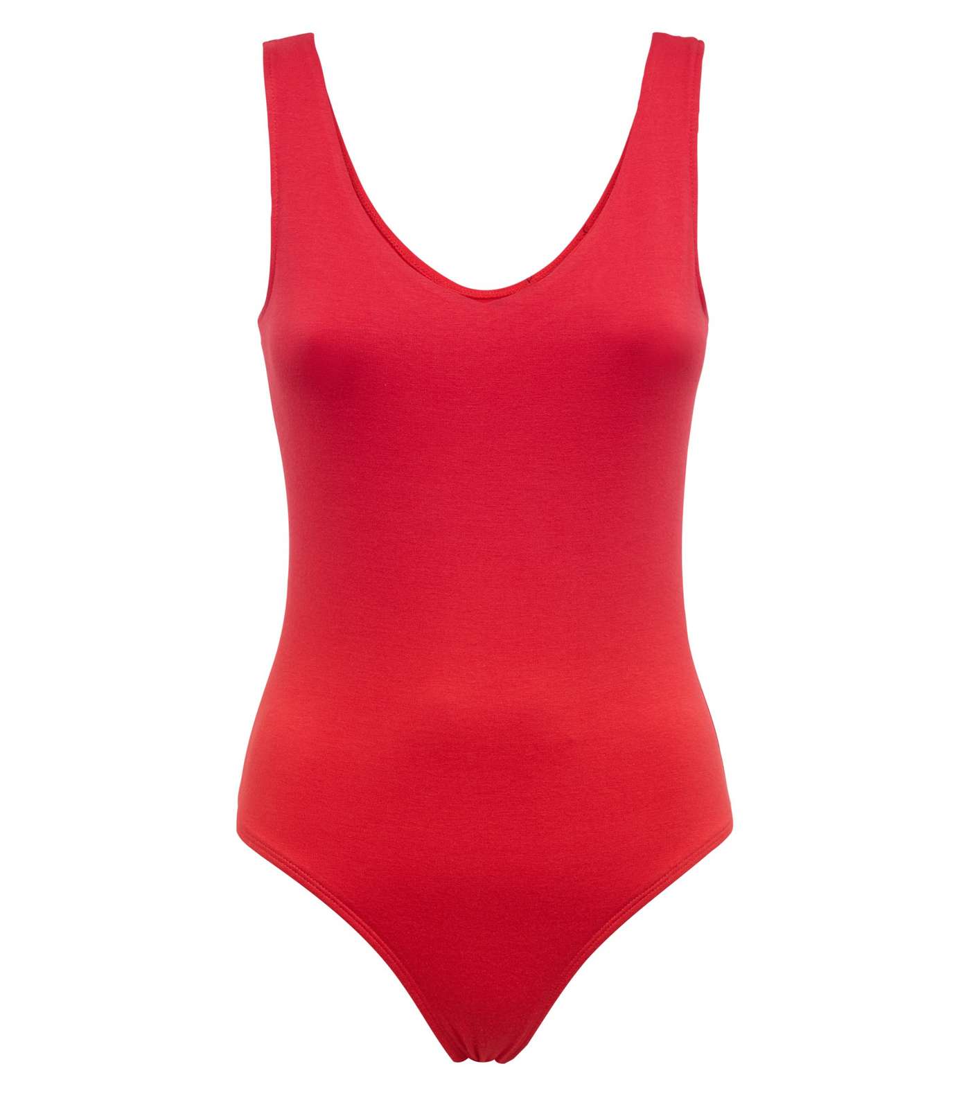 Red V-Neck Sleeveless Bodysuit Image 4