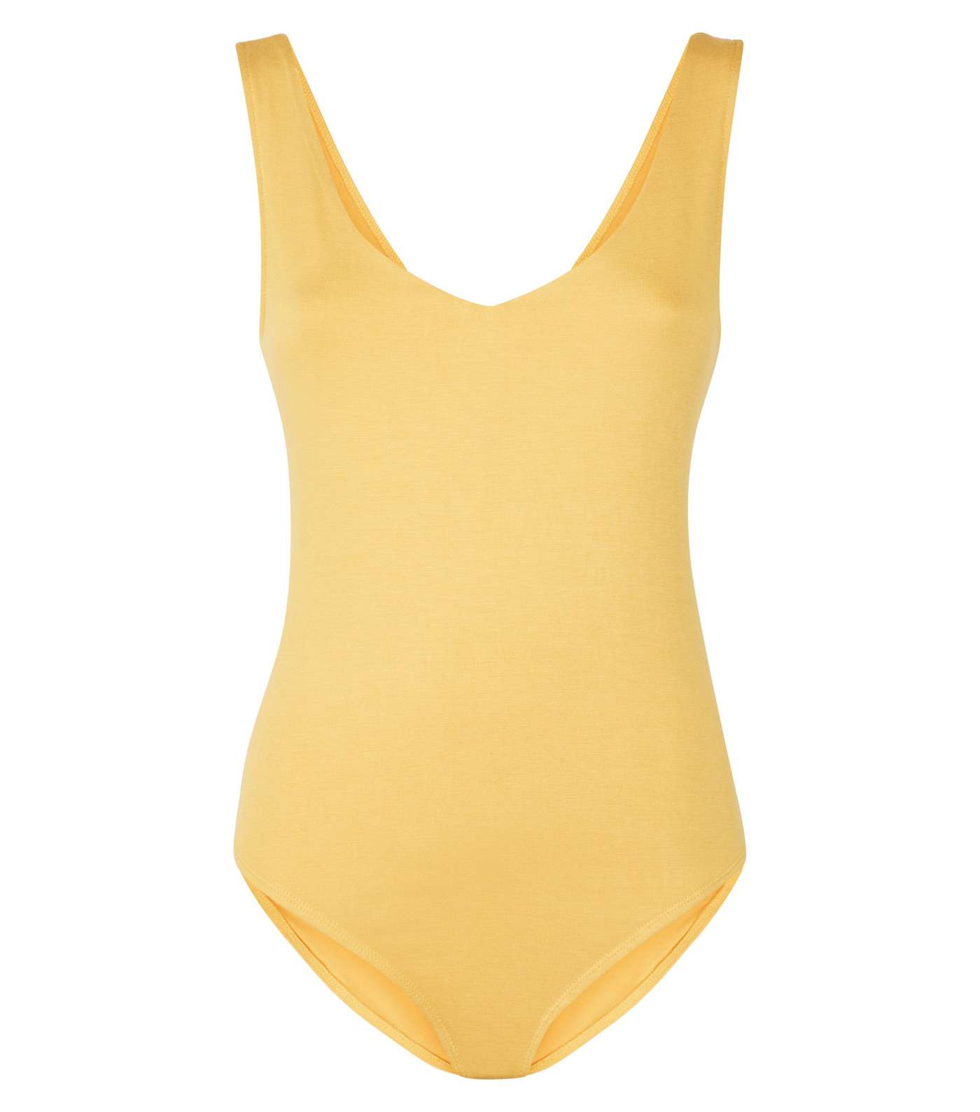 Mustard V-Neck Sleeveless Bodysuit Image 4