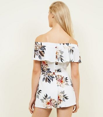 white floral bardot jumpsuit