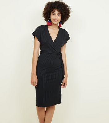 new look black ribbed dress