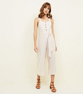 linen button front jumpsuit