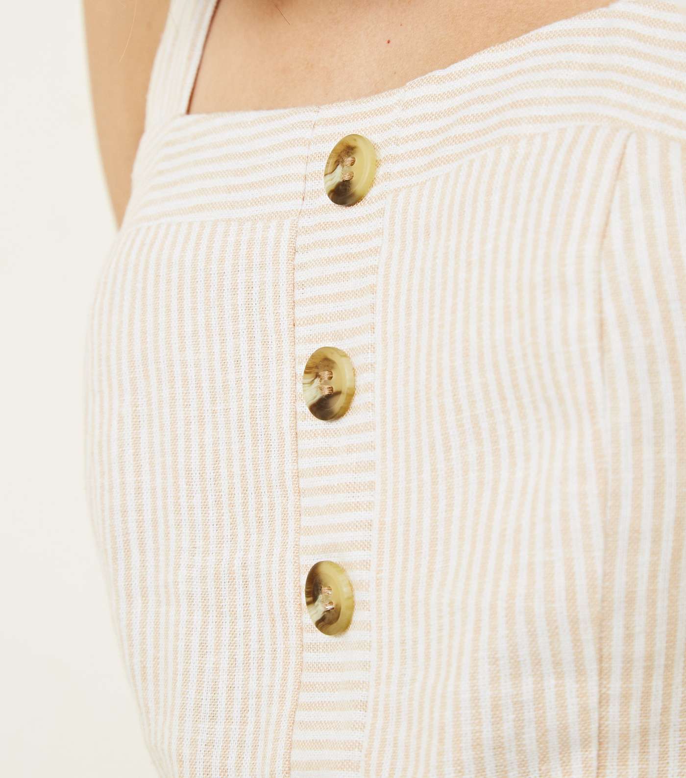 Stone Stripe Linen Blend Button Front Jumpsuit Image 6