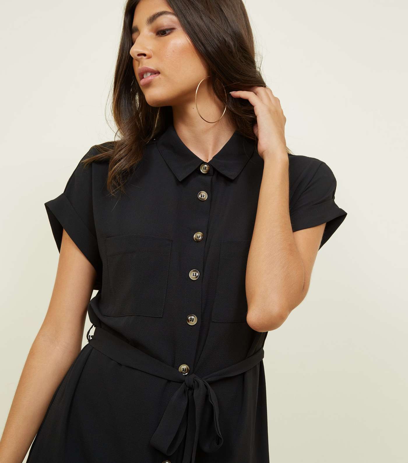 Black Midi Shirt Dress Image 5