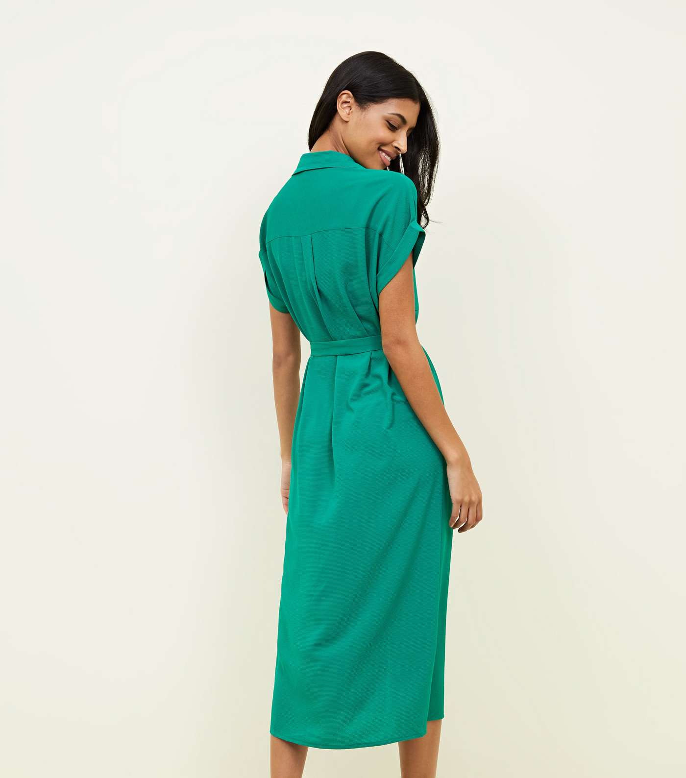 Green Midi Shirt Dress Image 3