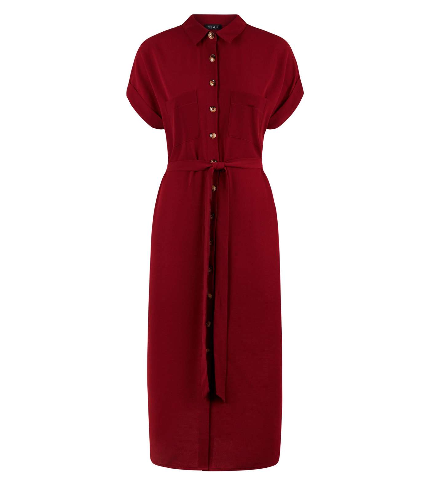 Burgundy Midi Shirt Dress Image 4