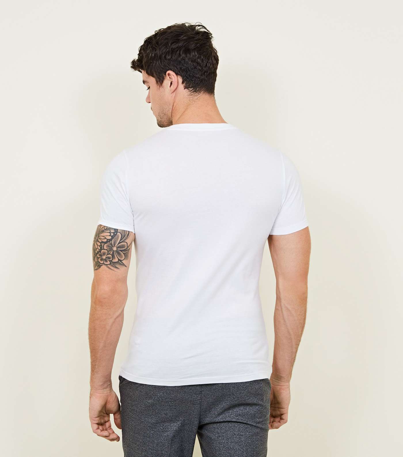 White Short Sleeve Muscle Fit T-Shirt Image 3