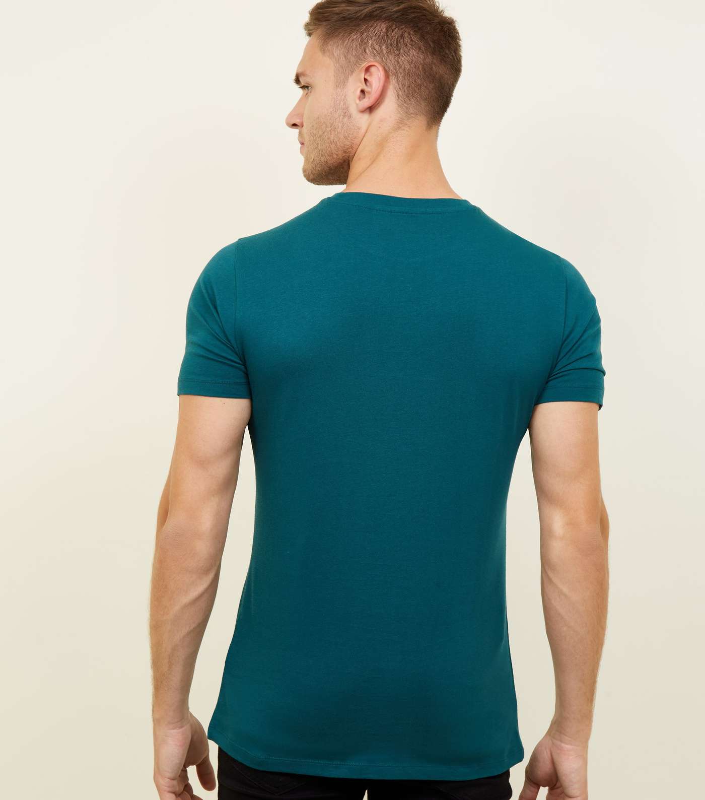 Teal Short Sleeve Muscle Fit T-Shirt Image 3